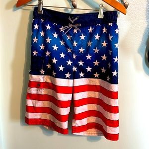 Boys American Flag swim trunks